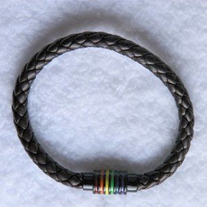 🌈Brown Vegan PU Leather Bracelet Rainbow LGBTQ+ Gay Pride